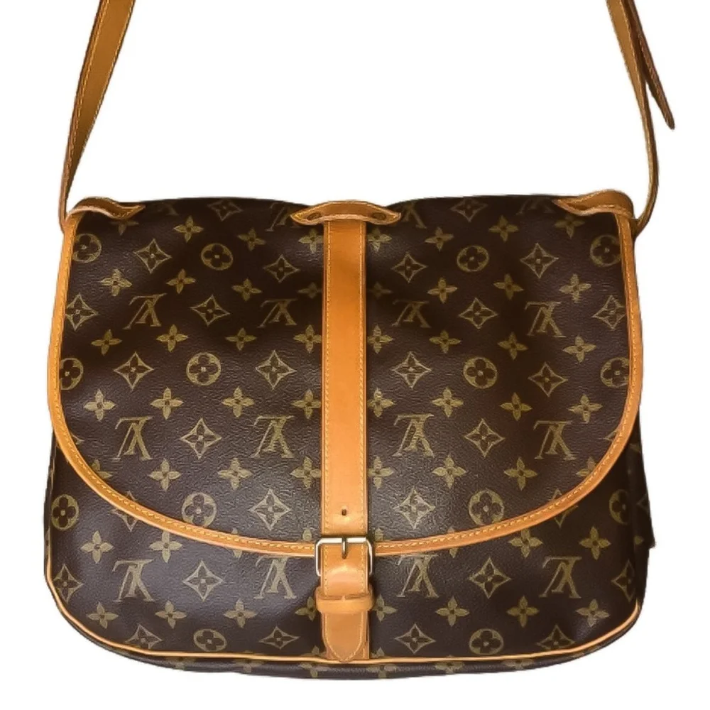 Authentic LOUIS VUITTON Saumur 35 Monogram Double Sided Messenger Bag
